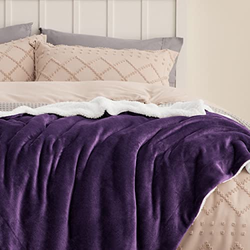Bedsure GentleSoft Sherpa Fleece Throw Blanket for Couch, Non-Heated, Thick and Warm Throw Gifts for Women and Girls, Soft Fuzzy Plush Blanket for Winter, Purple, 50x60 Inches - color: 08 - Purple, size: Throw (50" X 60")