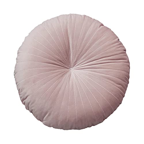 HLOVME Round Pillow Cushion for Couch Velvet Decorative Small Throw Pillow Solid Color for Living Room Bed Floor 15.7”, Light Brown - color: Z02-light Brown