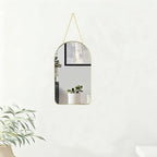 Small Arched Wall Mirror with Plastic Frame Arched Bathroom Mirror (Gold, 15.75" L x 9.25" W) - size: 15.8"L x 9.3"W