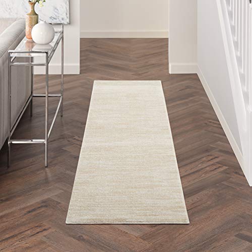 Nourison Home Nourison Essentials Ivory Beige 2'2" x 7'6" Area Rug - Easy Clean, Non Shedding, Bed Room, Living Room, Dining Room, Kitchen (8' Runner) - color: Ivory Beige, size: 2'2" x 7'6" (Runner)