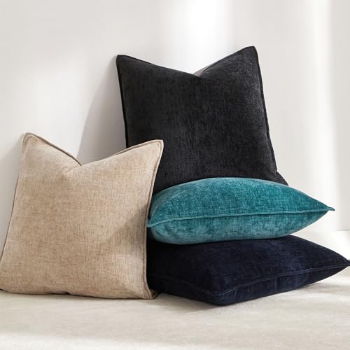 JUSPURBET 24x24 Pillow Covers Set of 2 Decorative Throw Pillow Covers Case for Couch Sofa Bed Soft Chenille Cushion Covers with Hidden Zipper for Home Decor Living Room,Beige - color: Beige, size: 24" x 24" (Pack of 2)