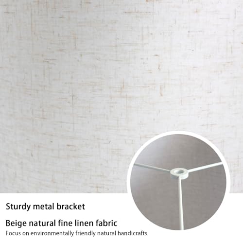 Beige Lamp Shades Set of 2, Medium Drum Lamp Shade 13"Top x 13"Bottom x 10"High(Spider), Lampshades Replacement for Table Lamps Floor Lamps, Natural Linen Hand Crafted, Easy Assembly Required - color: Beige, size: 13*13*10 inch-2 Pack