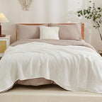 EMME Cotton Muslin Large Throw Blanket Couch 4-Layer Breathable Gauze Soft Lightweight Bed Blankets Adults (50"x71") - color: 04 - White, size: Throw XL (50" x 71")