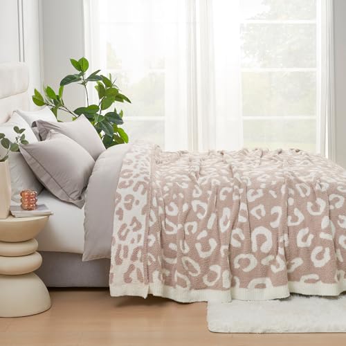 Snuggle Sac Leopard Microfiber Blanket, Queen Size Beige, 90x90 inches, Reversible Cheetah Pattern, Warm, Soft, Cozy - color: Leopard Beige, size: Queen(90"x90")