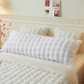 LIFEREVO Fluffy Faux Rabbit Fur Body Pillow Cover, Luxury Bubble Waffle Shaggy Plush Bed Body Pillowcase with Zipper Closure, Long 20"x54" Fuzzy Furry Pillow Case for Adults Kids Girls Teens, White - color: White