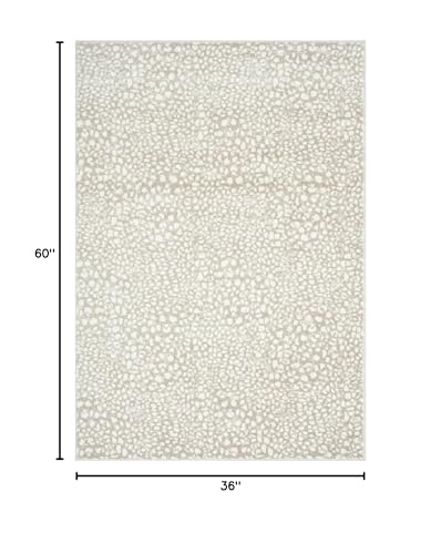 Abani White Cheetah Print Area Rug | 3' x 5' Beige Antelope/Leopard/Deer Animal Print Pattern |Carpet for Living Room, Bedroom, Office - color: Beige/Ivory, size: 3' x 5' (Rectangular)