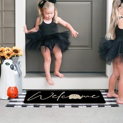 Halloween Door Mat,Cute Spooky Ghost Outdoor Mats for Front Door,Fall Halloween Indoor Entrance Non-Slip Doormat Entryway Welcome Rubber Mats for Porch Decor 30" x 17" - color: Halloween 5