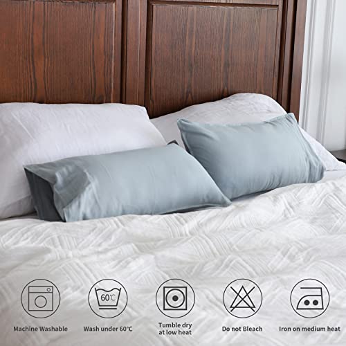 Simple&Opulence Linen Lumbar Pillow Covers 12x20 Inch Set of 2 Flax Cotton Blend Rectangular Decorative Throw Cushion Cover for Couch Sofa Bedroom Office Soft Breathable Farmhouse - Dusty Blue - color: Dusty Blue, size: 12"x20"