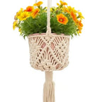 2 Pack Macrame Hanging Planters with Patterns - Stylish Plant Hangers Crochet Boho Plant Holder Hanging Plant Basket for Up to 6 Inch Pots(White) - color: White