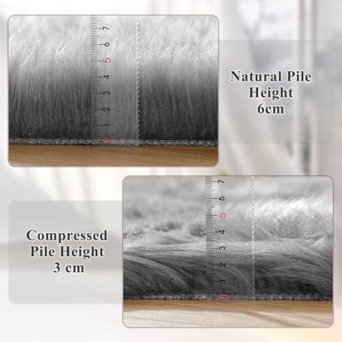 ORINOVA Light Silver Gray Faux Washable Shaggy Fur Rugs for Bedroom Plush Area Rugs for Living Room 2x3 Nursery Rug Home Room Décor - color: Silver Grey, size: 2' x 3' (Rectangular)