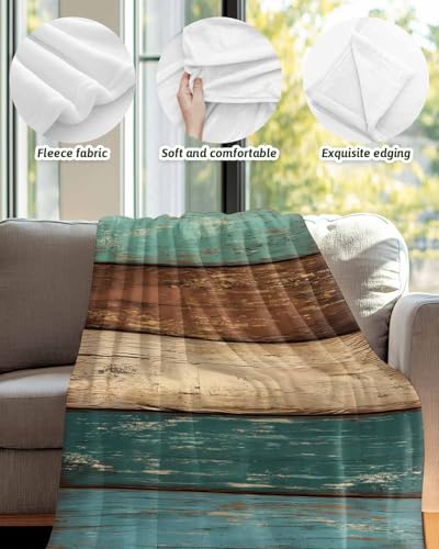 Vandarllin Retro Rustic Wood Texture Super Soft Throw Blankets Teal Green Brown Fluffy Fuzzy Flannel Bed Blanket Decorative for Home Sofa Couch Chair Living Bedroom (50x60 Inch) - color: Farmhouse Wood Stripes, size: 50x60 Inch