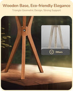 EDISHINE 17.5" Rattan Table Lamp, Wood Bedside Lamp with Handmade Paper Rope Woven Lampshade, Nightstand Lamp for Living Room, Bedroom, E26 Base, ON-Off Switch - color: Vertical Stripes