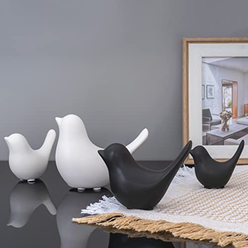 Notakia Small Birds Statues Black Modern Farmhouse Decor Deals, Farmhouse Decor for Kitchen Counter, Bathroom Shelf, Living Room, Office Sculpture, Knick Knacks for Shelves - color: White 2pcs Black 2pcs