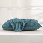 JELLYMONI Pillowcases King Size Grayish Blue 2 Pack Boho Plaid Bed Pillow Covers 20x36in Polyester Envelope Pillow Shams Tufted Bohemian Textured (Pillows are not Included) - color: 05 - Grayish Blue - Grid, size: 36" x 20" (Pack of 2)