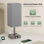 aooshine Dark Grey Touch Lamps Set of 2 - Nightstand Lamp with USB-C + A Charge Ports & AC Outlets, 3-Way Dimmable Bedside Lamp, Small Table Lamp Light for Bedroom (Bulb Included) - color: Grey-Grey