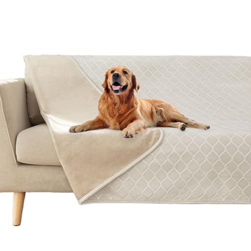 fuguitex Waterproof Dog Blanket Bed Cover Dog Crystal Velvet Moroccan Fuzzy Cozy Plush Pet Blanket Throw Blanket for Couch Sofa(40 * 60 inch, Cream+Beige) - color: Cream+beige, size: 40x60 Inch (Pack of 1)