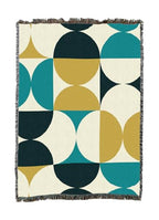 Pure Country Weavers Bauhaus Shapes Blue and Gold Blanket - Mid Century Modern - Gift Tapestry Throw Woven from Cotton - Made in The USA (50X60) - color: Bauhaus Shapes Blue and Gold, size: 50X60
