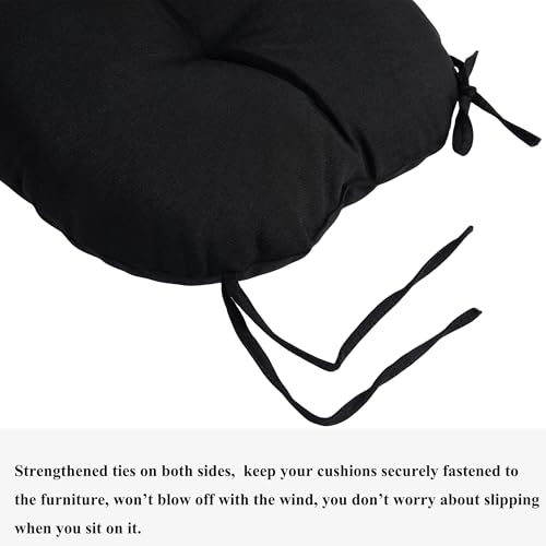 FUNHOME Bistro Chair Cushion with Ties 15"x15"x4", Water Repellent Outdoor Round Chair Cushions Set of 2, Patio Tufted Chair Pads for Home Garden-Black - color: Black