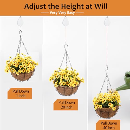 2026 Upgraded Retractable Plant Hanger,Plant Pulleys for Hanging Plants,Easy to Raise and Lower,Quick Lock,Heavy Duty, Adjustable Hook for Garden Baskets Pots,Birds Feeder,(3Pcs,White) - color: 3pcs-white