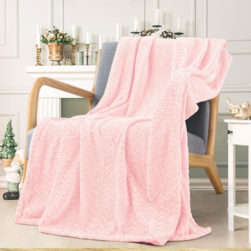 inhand Super Soft Pink Cute Throw Blanket, Cozy Plush Fleece Blanket Throw Size, Washable Lightweight Flannel Blankets Throw for All Season(50”x60”, Baby Pink) - color: Baby Pink, size: Throw/Travel-50x60 IN