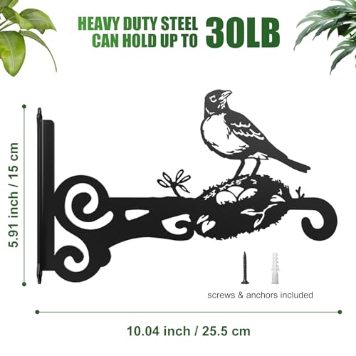 2-Pack Aesthetic Plant Hanger Indoor and Outdoor – 10 Inch Metal Hanging Plant Bracket with Beautiful Bird Pattern – Anti Rust Plant Hooks for Hanging Plants, Bird Feeder, Wind Chime, Lantern - size: 2-Pack Style 2