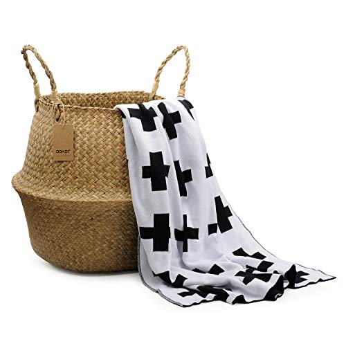 Large Woven Seagrass Belly Basket for Plant, Grocery, Picnic, 12" Diameter x 14" Height - size: XXL (12" D x 14" H)