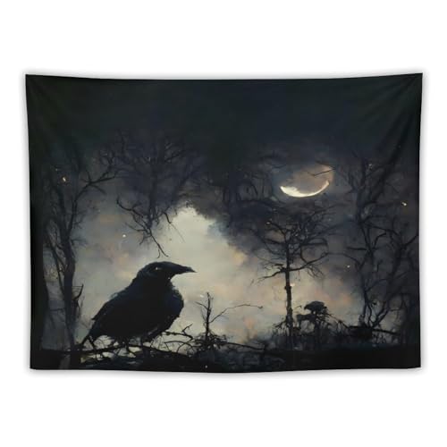 Houselerax Gothic Crow Tapestry,Black Birds Crow Gothic Dark Wings Thriller Witchy Wall Hanging Decor Tapestries for Bedroom Living Room 60"x40" - color: Gothic-3, size: W60xL40in