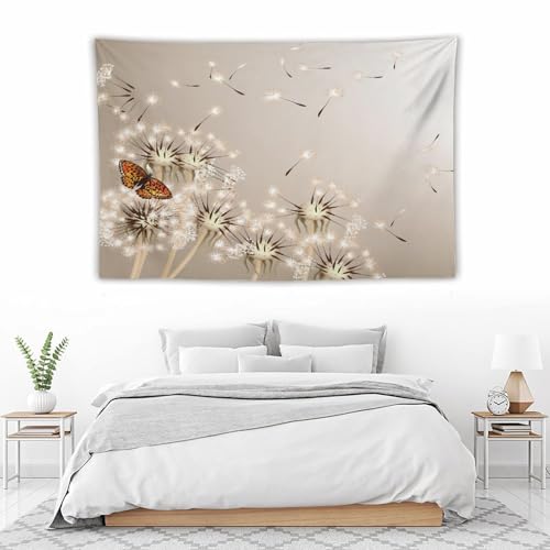 Kurtect Nature Tapestry,Floral Dandelion Flying Butterfly Flower Plant Theme Print Tapestries for Living Room Party Beach Picnic Blankets Tablecloths Wall Decor, 40x60 in - color: Flower-6, size: 60"L x 40"W