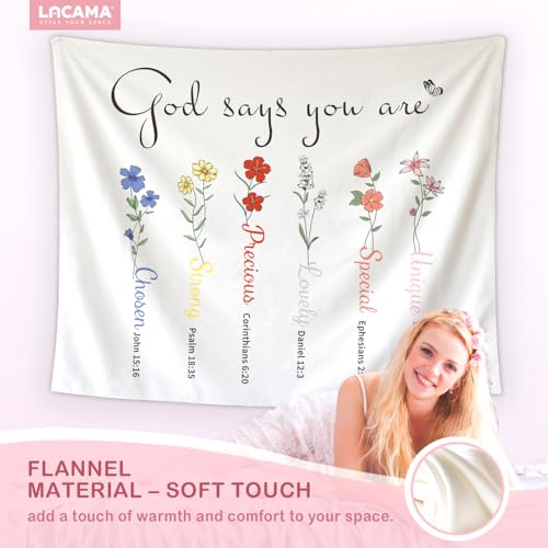 Lacama Christian Tapestry, Christian Gifts for Women, Cute God Says You are Bible Flower Tapestry Decor for Bedroom College Dorm Apartment, College Dorm Decor, 50x60 Inches - color: god says you are-1-Floral