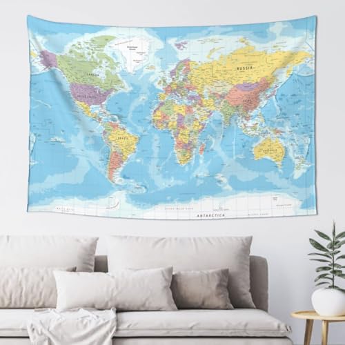 MOUNDHONG World Map Tapestry Wall Hanging, Art Tapestry Retro Wall Art Large Wall Tapestries for Bedroom College Dorm Living Room Decor 24 x 24 in - color: World Map - 9, size: 24"L x 42"W