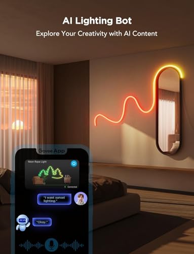 Govee RGBIC Neon Lights, LED Smart Neon Rope Light 2 Works with Matter, Alexa, Google Assistant, Custom DIY Neon Strip Lights for Bedroom and Holiday Decor, Softer Material, 32.8ft, White - size: 32.8ft