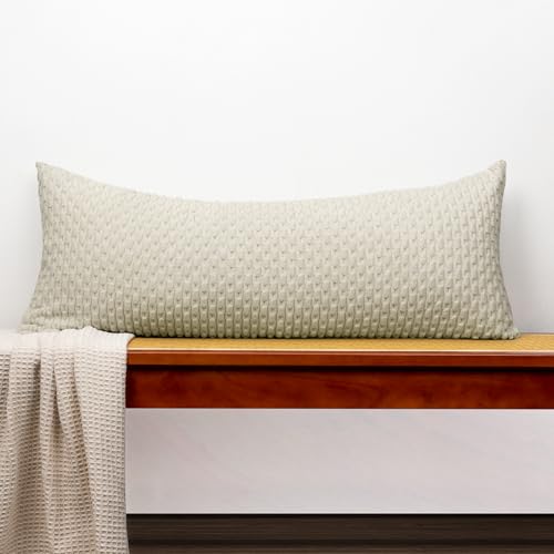 JoraLion 14x36 Boho Striped Corduroy Lumbar Pillow Cover 14x36 Inch, Off-White Textured Throw Pillowcase Cushion Cover for Sofa Bed Living Room Decor (Cover Only) - color: Off-white, size: 36" x 14" (Pack of 1)