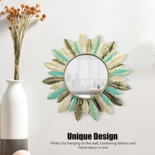 CHICIRIS Modern Minimalist Sunburst Metal Wall Mirror 16.1 Inch Round Decorative Cosmetic Mirror for Bedroom Bathroom Living Room Office