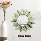CHICIRIS Modern Minimalist Sunburst Metal Wall Mirror 16.1 Inch Round Decorative Cosmetic Mirror for Bedroom Bathroom Living Room Office