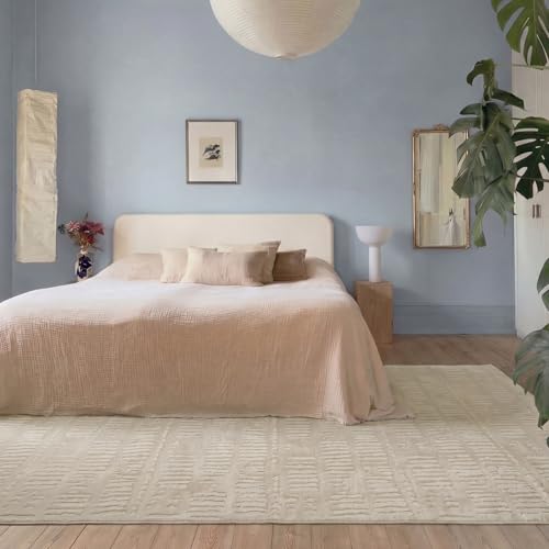 Revival Rugs Shell 9'x12' Area Rugs for Living Room Bedroom Dining Room - Washable, 100% Recycled, Oeko-TEX Certified, Modern, Medium Pile, Beige, Cream - color: Beige/Cream, size: 9'2" x 12'2" (Rectangular)