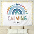 KBRCT Mental Health Tapestry, Boho Classroom Wall Tapestry, Calming Corner Boho Rainbow Wall Hanging Decor for Home Bedroom Office Classroom Calming Room, 50x60 Inch