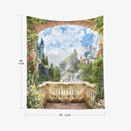 EMMTEEY Scenic Tapestry View from Balcony of Waterfalls with Castles - Living Room 50x60 Inches Present for Families - color: Balcony Scenic, size: 50"L x 60"W