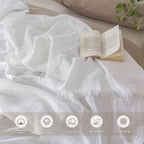 MooMee Muslin Blanket - 100% Cotton 4-Layer Gauze Throw Blanket with All-Around Fringe, Soft Breathable Lightweight Cooling Summer Blankets for Bed Couch (Bright White,Queen 90" x 90") - color: Bright White, size: Queen