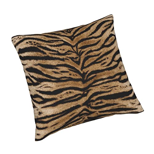 Perinsto Tiger Texture Print Throw Pillow Covers Set of 2 Animal Skin Pattern Decorative Pillowcases Soft Cushion Covers for Sofa Couch Bed Home Decor, 18"X18" - color: Animal Tiger, size: 18" x 18" (Pack of 2)