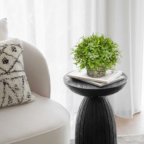Hollyone Artificial Boxwood Plant in Woven Pot 9” Fake Potted Plants Topiary Boxwood Greenery Arrangement Centerpiece Faux Plants for Home Indoor Outdoor Farmhouse Office Desk Centerpiece Shelf Decor