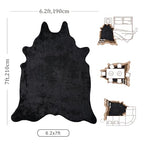Black Faux Cowhide Rug: Cow Hide Cow Print Rug for Living Room Bedroom 5.2x7 Feet - Animal Print Skin Rustic Western - color: Black, size: 5'2" x 7' (Rectangular)