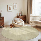 Joydeco 6ft Round Washable Area Rug Classic, Beige | Non-Slip Large Circle Carpet Low Pile for Living Room Bedroom Dining Room - color: Beige, size: 6' (Round)