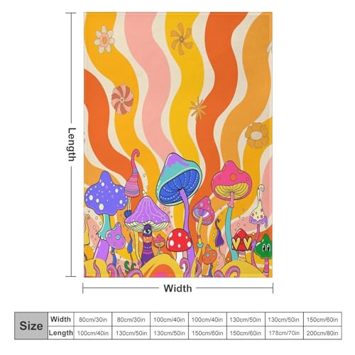 70s Mushroom Flower Blanket,Vintage Rustic Fantasy Hippie Sun Boho Groovy Abstract Blanket for Couch Sofa Bed Decorative Gifts 30x40 - color: Blanket-23, size: 30"x40"