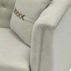 KEIKI 2-Piece Luxury Chesterfield Sofa Set with 2 Oversized Velvet 3-Seater Sofa, Upholstered Modern Style 6-Seater Button Tufted Couch Set with 4 Pillow, Gold Metal Accents, for Living Room, White - color: Cream White, size: 82"+82"