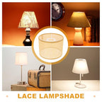 Rattan Lampshade 6.29X6.29X4.72 Inch Hand Woven Lamp Cover Natural Wicker Lamp Shade Soft Light Diffuser for Table Lamps Living Room Bedroom Decor