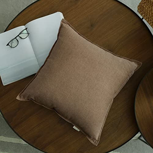 Jeanerlor Solid Cotton Linen Decoration 18"x18" Throw Pillow Cushion Case Special Pillow Cover Delicate Decorative Pillowcase for Couch/Bed/Chair,(45 x 45cm), Khaki - color: Khaki, size: 18" x 18" (Pack of 1)