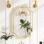 Kelly Miller 20"x30" Small Gold Bathroom Mirror for Wall Mount, Beveled Vanity Mirror for Master Bath Half Bath - size: 30"L x 20"W