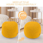 MeMoreCool Stuffed Round Pouf Ottoman Foot Rest, Floor Pouf Foot Stool with Soft Foam Chunk Filling, Small Round Ottoman Footstool Circle Footrest for Living Room, Yellow - color: Teddy Yellow