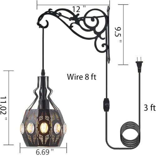 YLONG-ZS 2PK Crystal Plug in Wall Sconce Hanging Lamp Shelf Dimmable Wall Sconces Adjustable Wall Lights with Wall Sconces Wall Mount Plug in Lamps for Bedroom Living Room - color: YLW13black