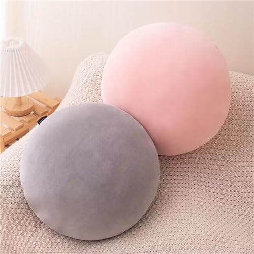 MOJUN Round Throw Pillow, 15.7" Soft Solid Color Round Sofa Lumbar Pillow Floor Pillow Home Decorative Pillow Cushion for Couch Car Living Room Bedroom, Pink - color: Pink